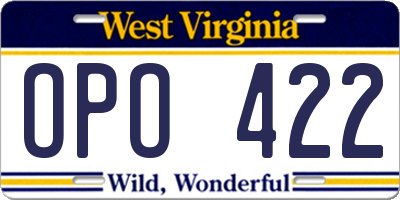 WV license plate OPO422
