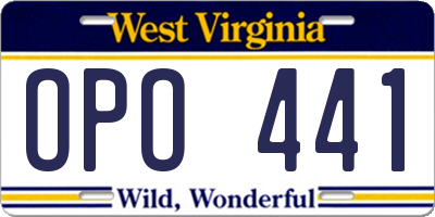 WV license plate OPO441
