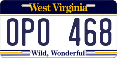 WV license plate OPO468