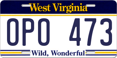 WV license plate OPO473