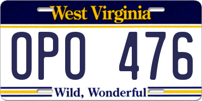 WV license plate OPO476