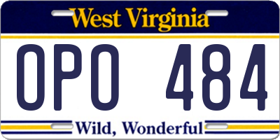 WV license plate OPO484