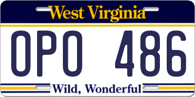 WV license plate OPO486