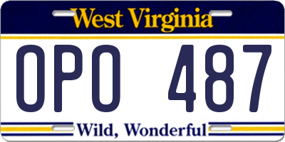 WV license plate OPO487