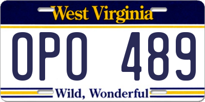 WV license plate OPO489