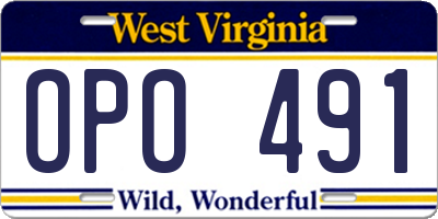 WV license plate OPO491