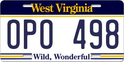 WV license plate OPO498