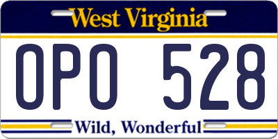 WV license plate OPO528