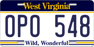 WV license plate OPO548