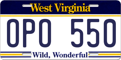 WV license plate OPO550