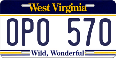 WV license plate OPO570
