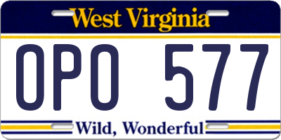 WV license plate OPO577