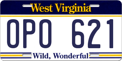 WV license plate OPO621
