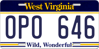 WV license plate OPO646