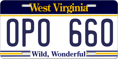WV license plate OPO660