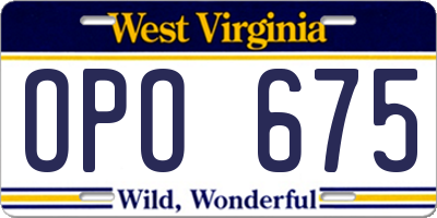 WV license plate OPO675