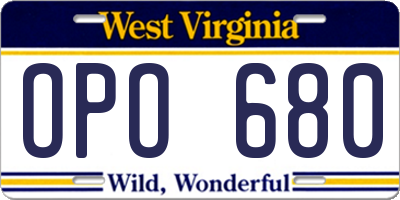 WV license plate OPO680