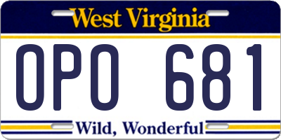 WV license plate OPO681