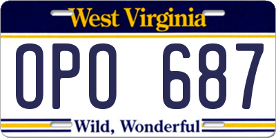 WV license plate OPO687
