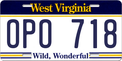 WV license plate OPO718