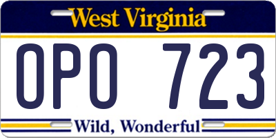 WV license plate OPO723