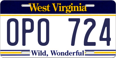 WV license plate OPO724