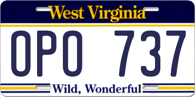 WV license plate OPO737