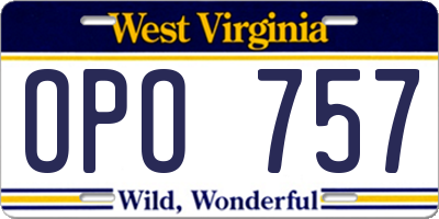 WV license plate OPO757