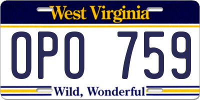 WV license plate OPO759