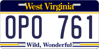 WV license plate OPO761