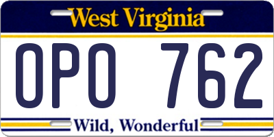 WV license plate OPO762