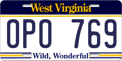 WV license plate OPO769