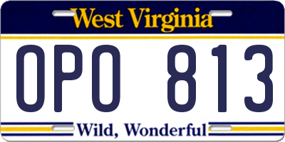 WV license plate OPO813
