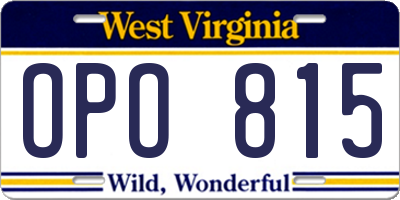 WV license plate OPO815