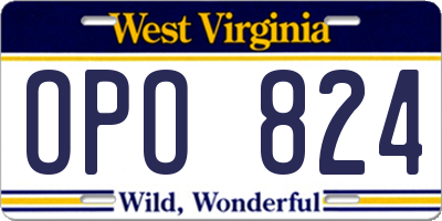 WV license plate OPO824
