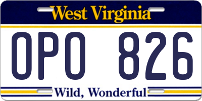 WV license plate OPO826