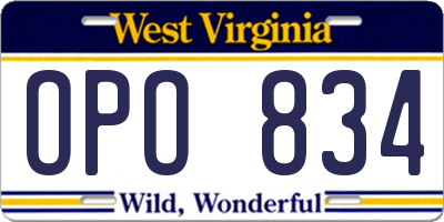 WV license plate OPO834