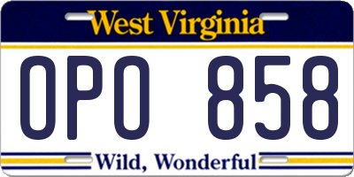 WV license plate OPO858
