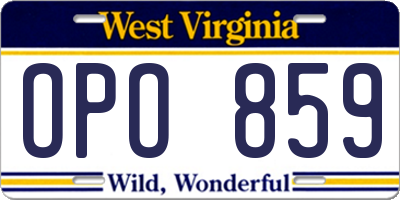 WV license plate OPO859