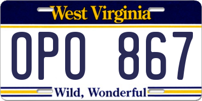 WV license plate OPO867