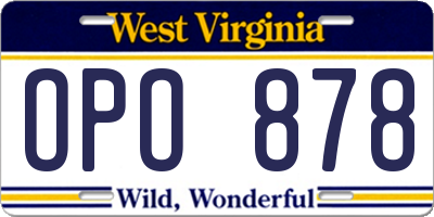 WV license plate OPO878