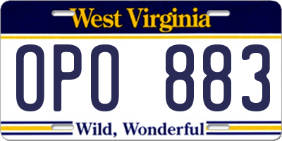 WV license plate OPO883