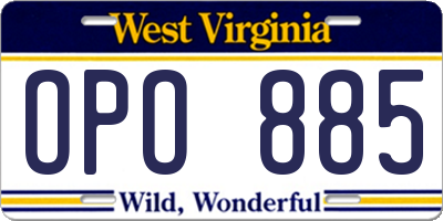 WV license plate OPO885