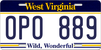 WV license plate OPO889