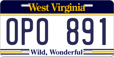 WV license plate OPO891