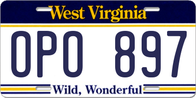 WV license plate OPO897