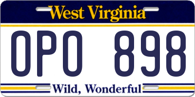 WV license plate OPO898