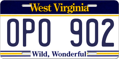 WV license plate OPO902