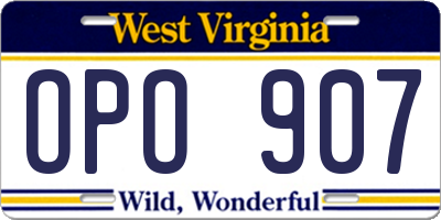WV license plate OPO907