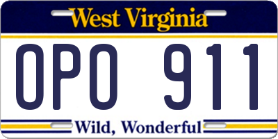 WV license plate OPO911